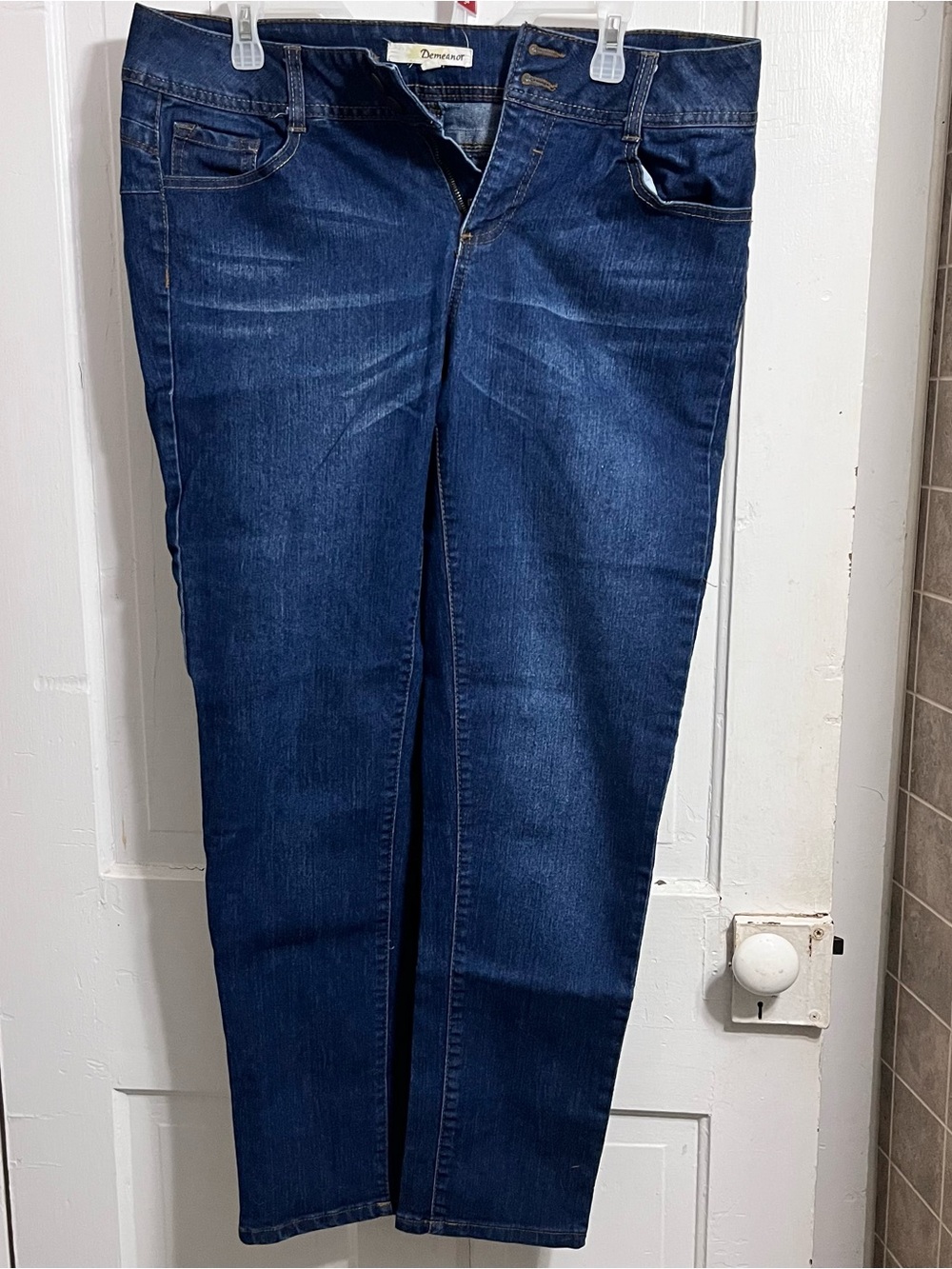 Demeanor Dark Blue Denim Jeans with Gold Stitching